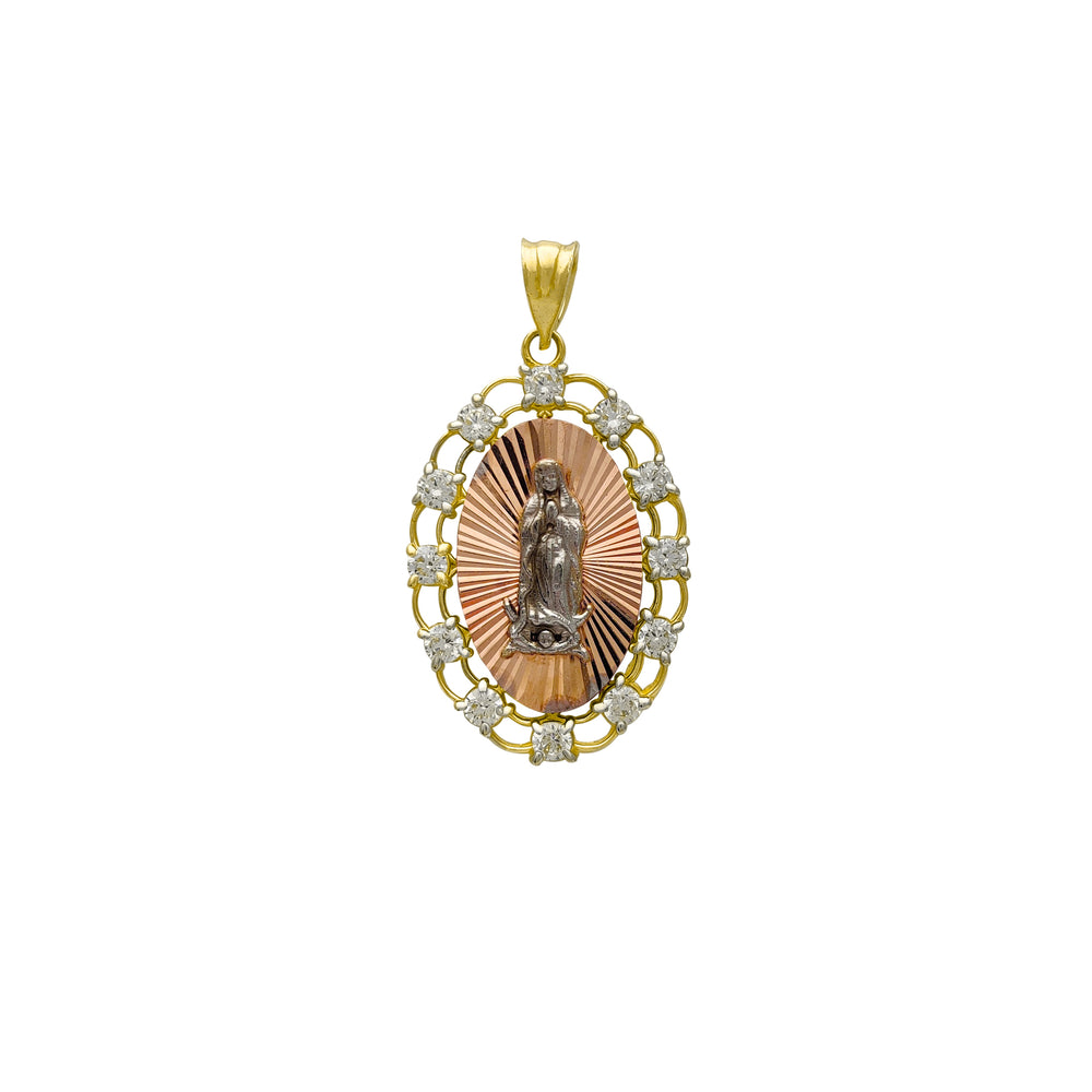 Zirconia Frame Halo Virgin Mary Pendant (14K)