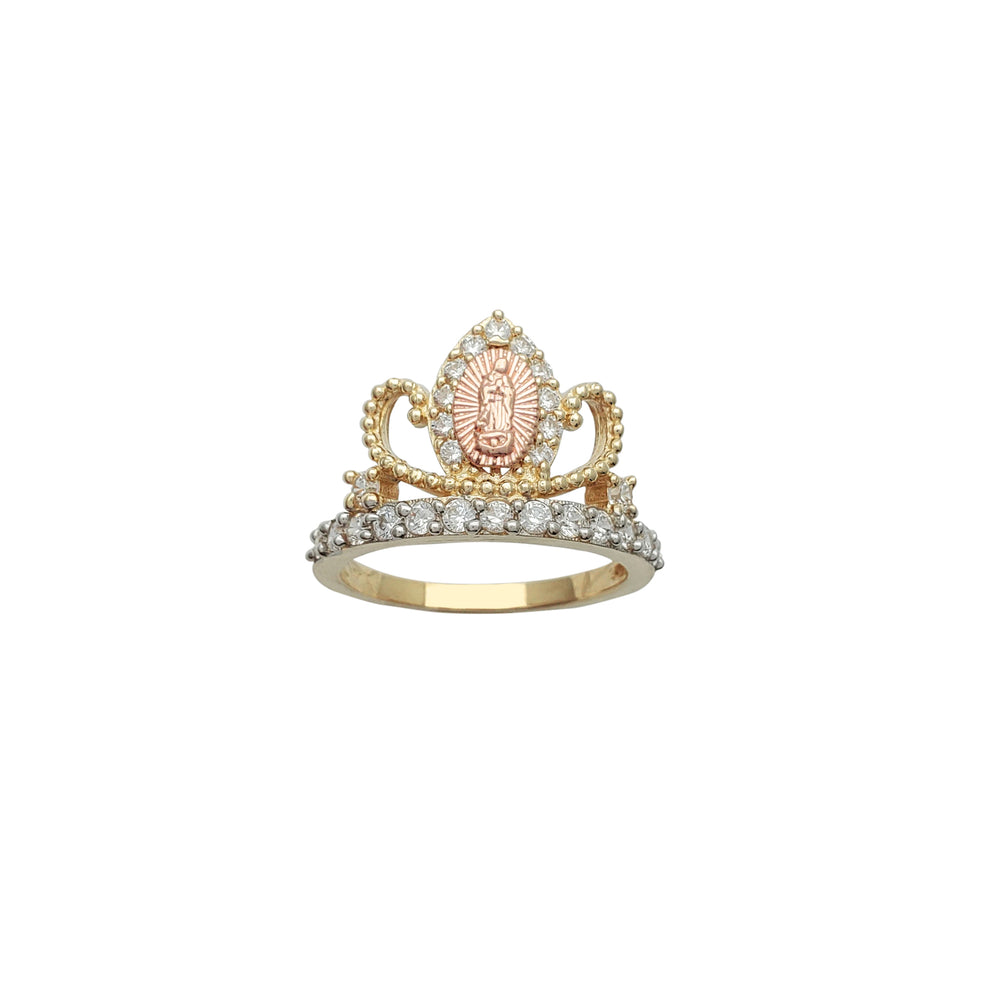 Tricolor Virgin Mary Crown-Tiara Ring (14K)