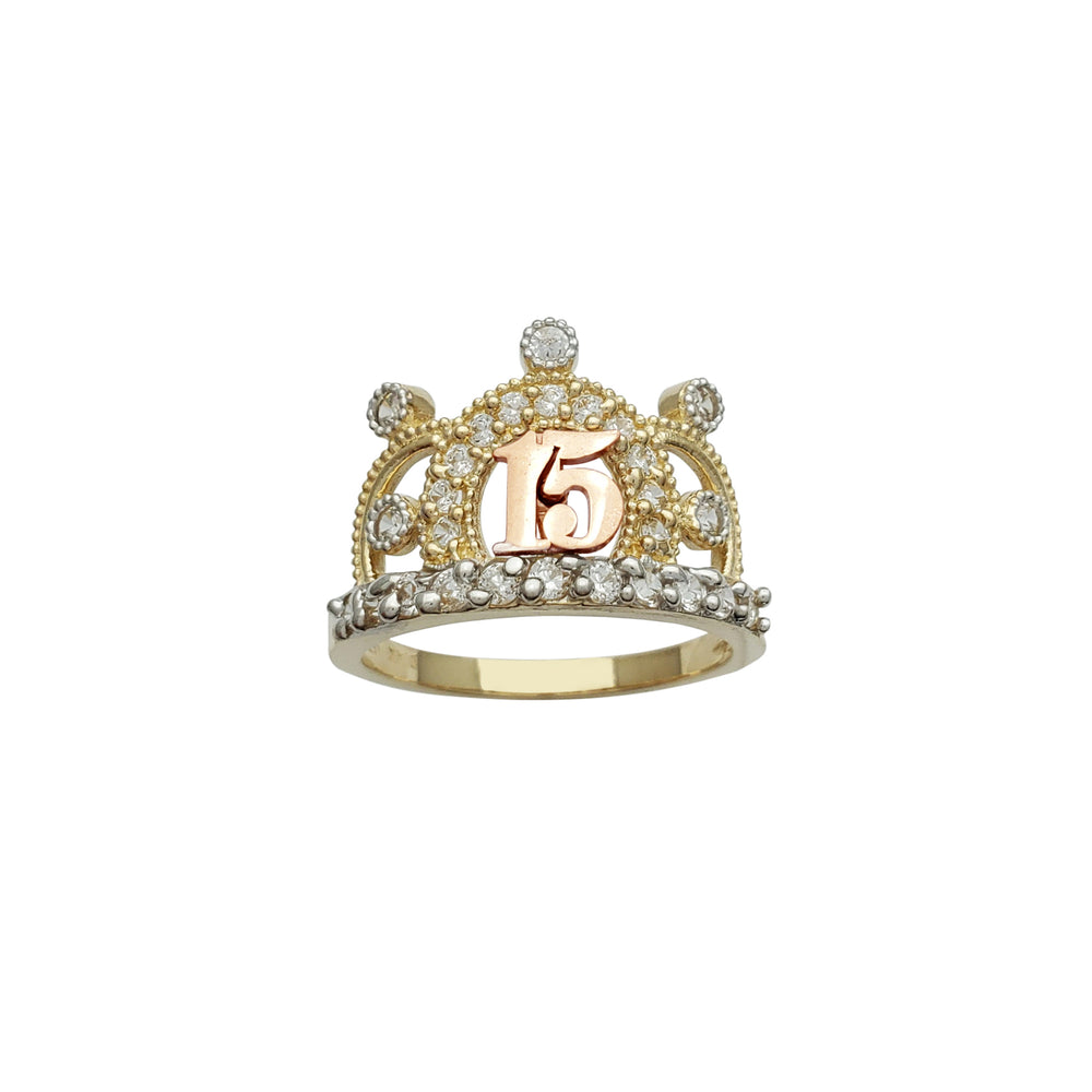15 Years Birthday Crown-Tiara Ring (14K)