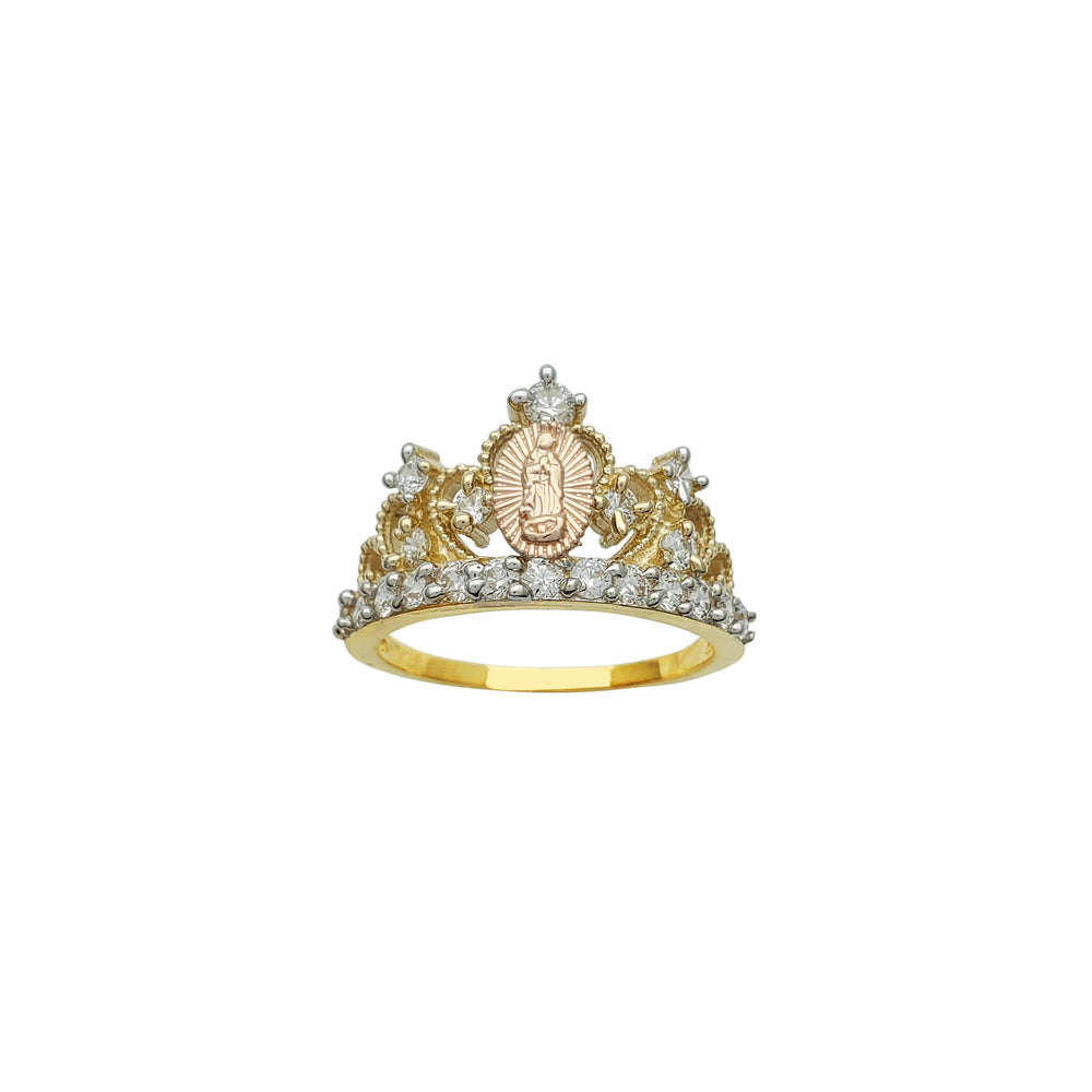 Tricolor Virgin Mary Crown-Tiara Ring (14K)