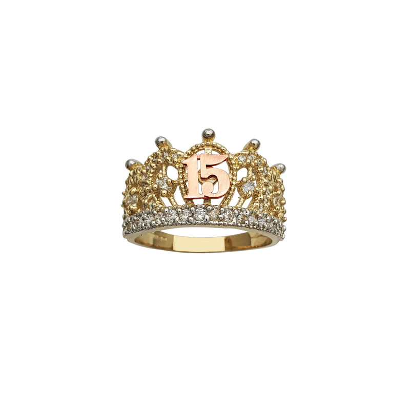15 Years Birthday Crown-Tiara Ring (14K) Popular Jewelry New York