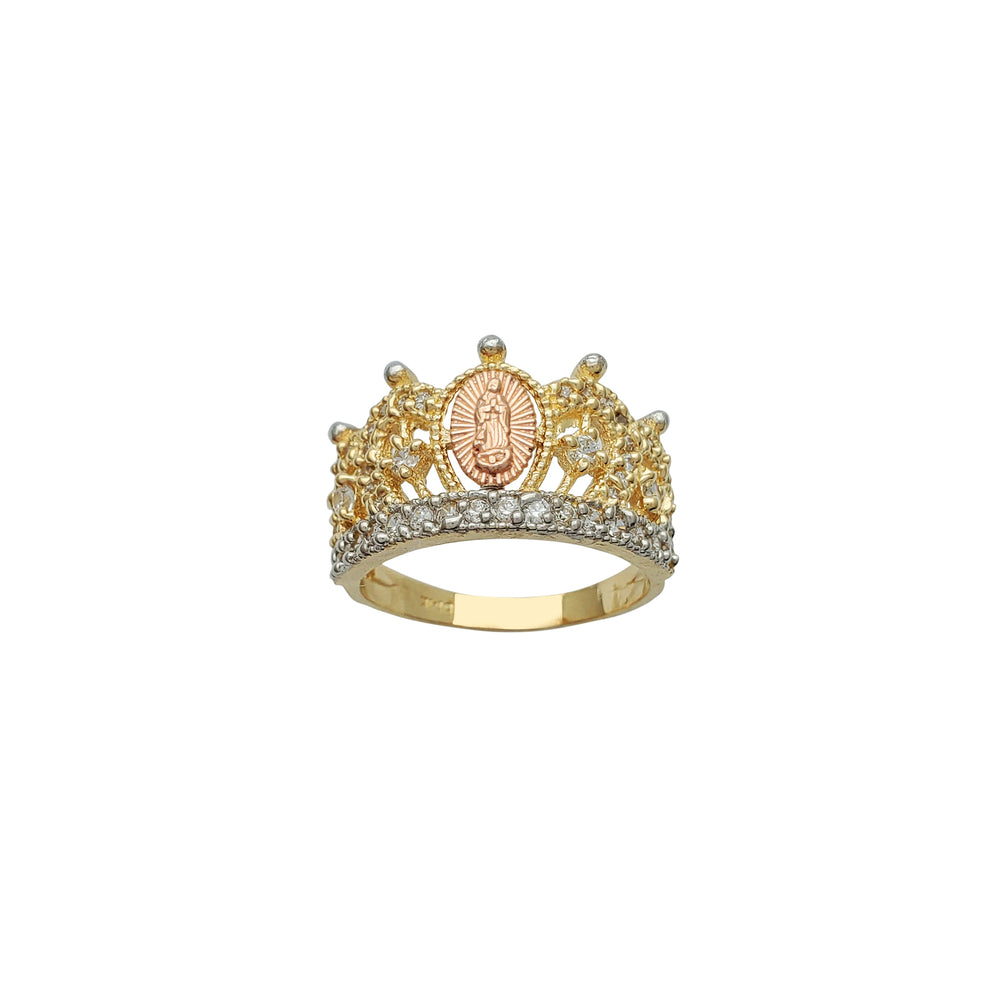 Tricolor Virgin Mary Crown-Tiara Ring (14K)