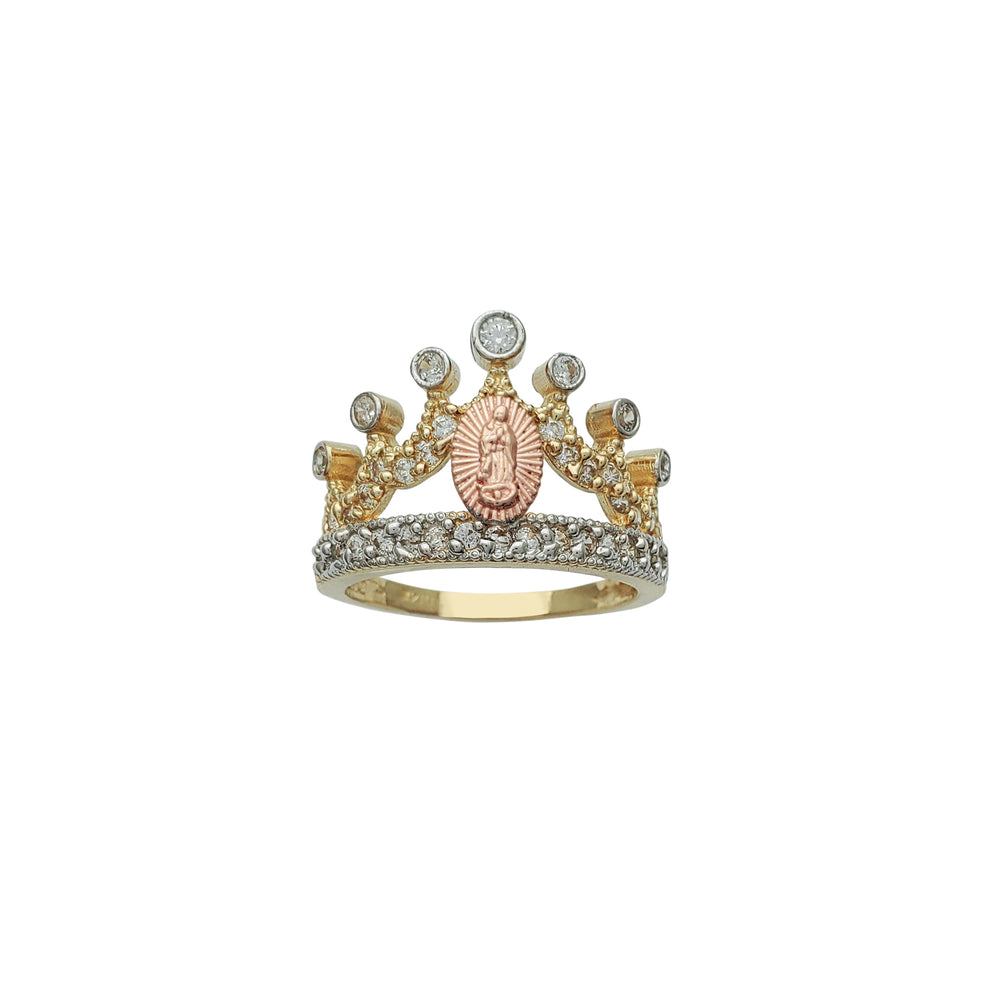 Tricolor Virgin Mary Crown-Tiara Ring (14K)