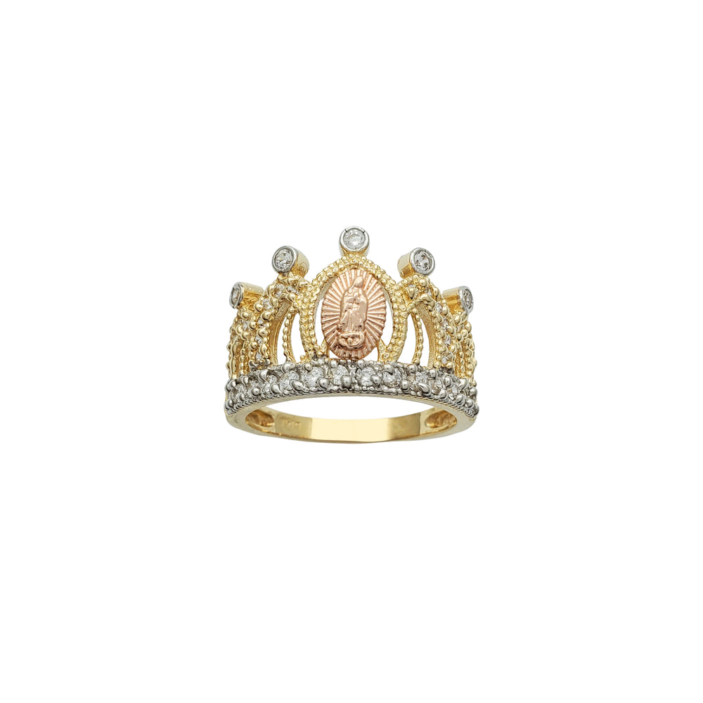 Tricolor Virgin Mary Crown-Tiara Ring (14K)