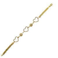 Zirconia Open Hearts Leaf-Link Bracelet (14K)