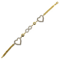 Zirconia Infinity Heart Leaf-Link Bracelet (14K)