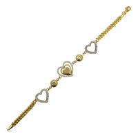 Zirconia Heart Leaf-Link Bracelet (14K)