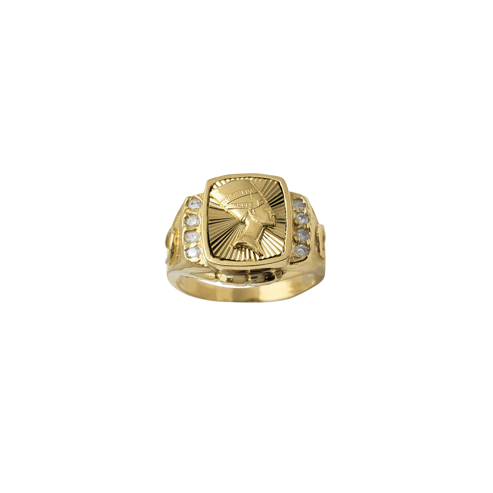Zirconia Fluted Nefertiti Men's Ring (14K) Popular Jewelry New York