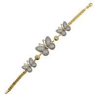 Zirconia Puffy Butterfly Leaf-Link Anklet (14K)