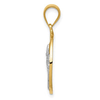 14K Two Tone Sun and Palm Tree Pendant Side View Thickness Product 22 mm x 20 mm 1.40 grams