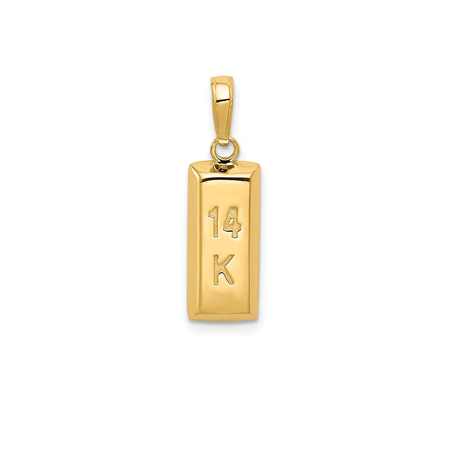 3-D Gold Bar Ingot Pendant (14K)