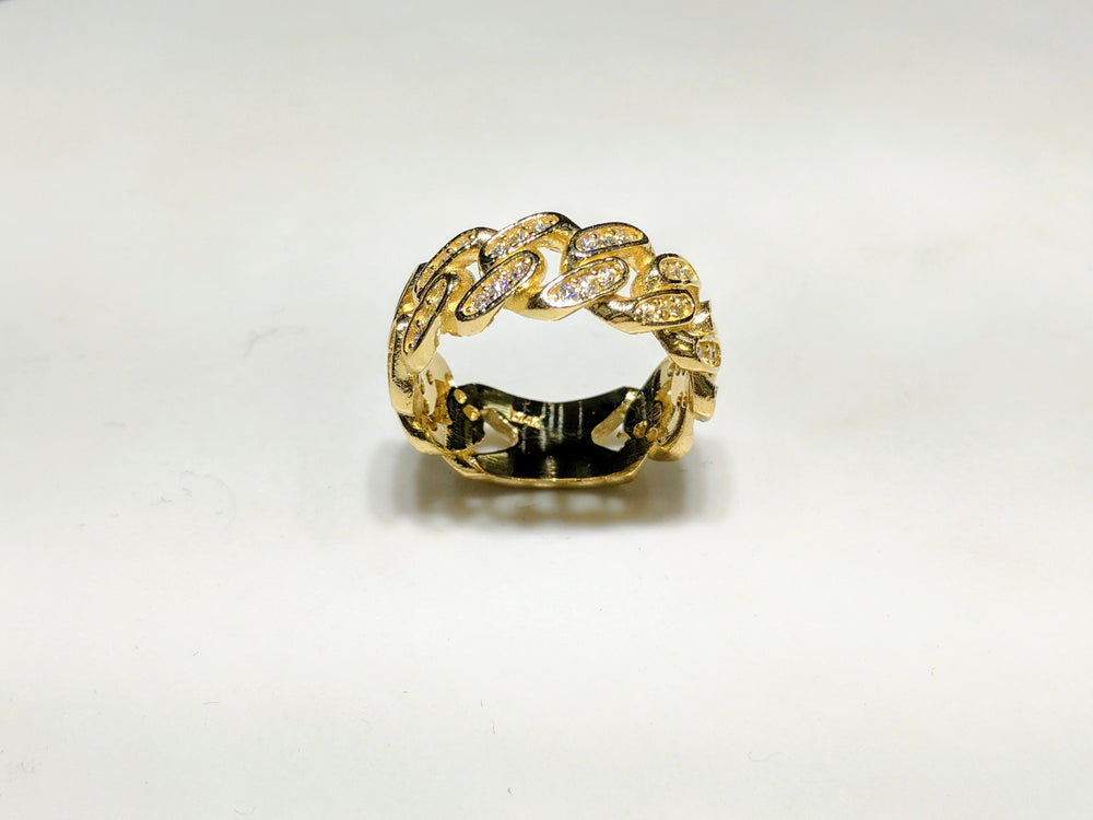 Custom Iced Miami Cuban Link Eternity Ring (Adjustable Band)