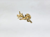 Di tengah: 14 karat kuning berlian emas memotong naga Asia timur yang meletakkan rata dalam sudut pandangan - Popular Jewelry