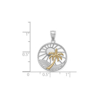 Tropical Palm Tree Circle Pendant (14K)