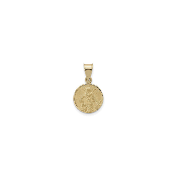 Guardian Angel Solid Disc Pendant (14K) front - Popular Jewelry - New York