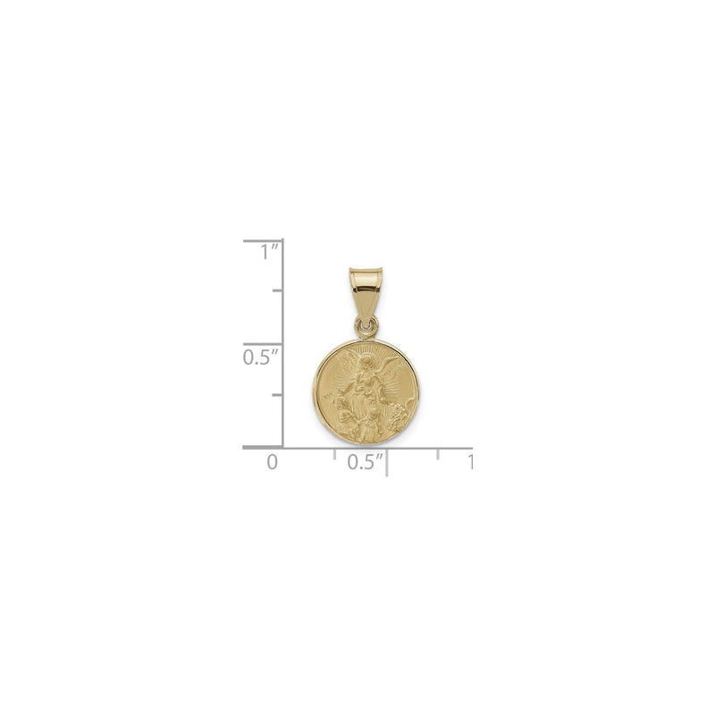 Guardian Angel Solid Disc Pendant (14K) scale - Popular Jewelry - New York