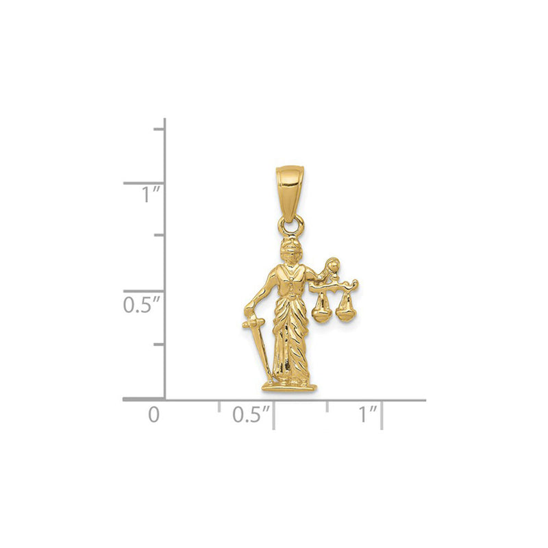 3-D Lady of Justice with Moveable Scales Pendant (14K) scale - Popular Jewelry - New York
