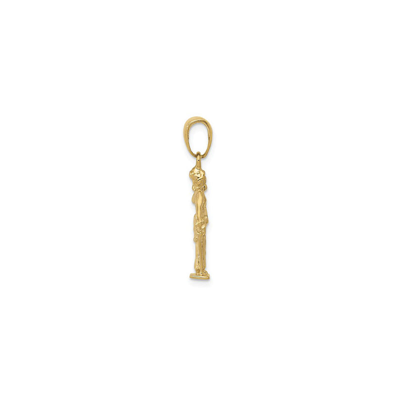 3-D Lady of Justice with Moveable Scales Pendant (14K) side - Popular Jewelry - New York