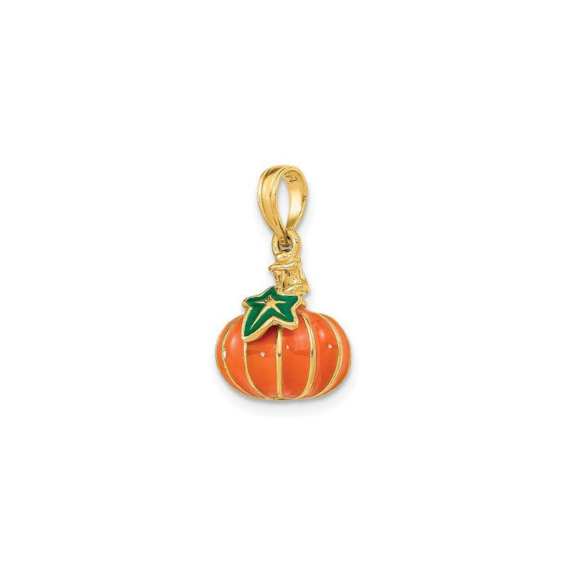 3D Enameled Pumpkin Charm (14K) diagonal - Popular Jewelry - New York
