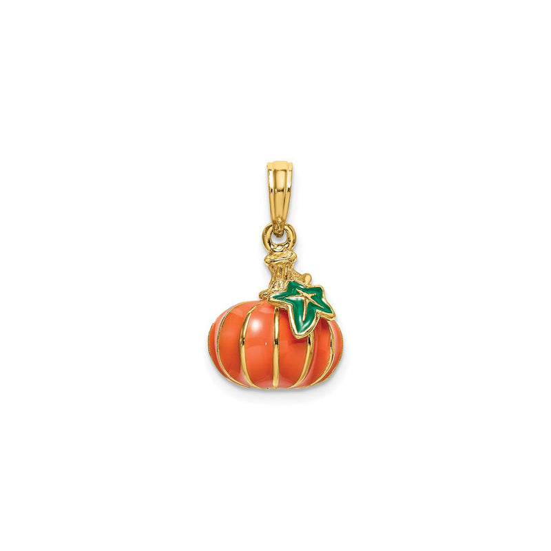 3D Enameled Pumpkin Charm (14K) front - Popular Jewelry - New York