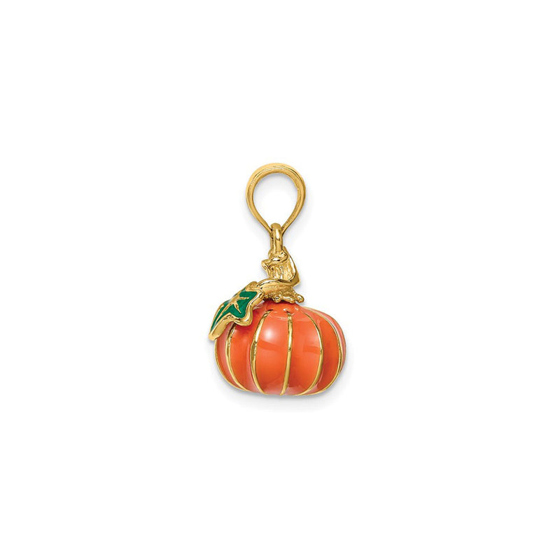3D Enameled Pumpkin Charm (14K) side - Popular Jewelry - New York