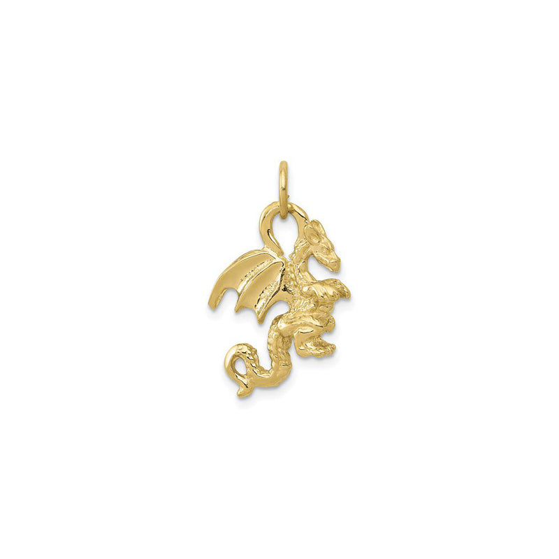 3D Winged Dragon Charm yellow (14K) front - Popular Jewelry - New York