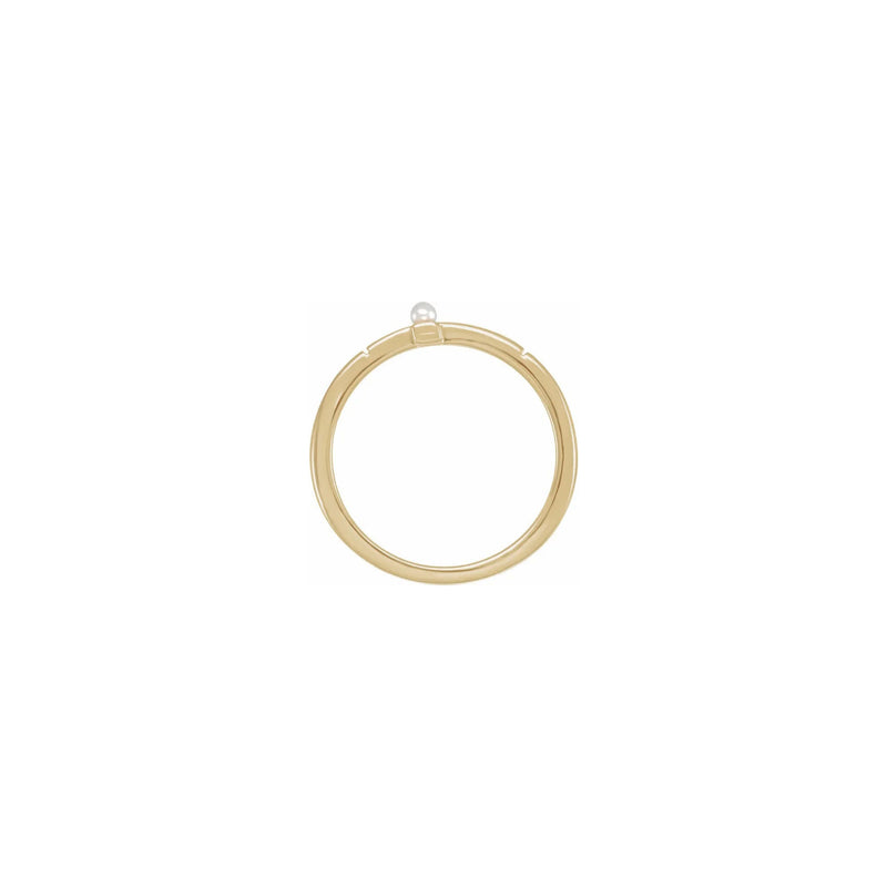 Akoya Pearl Sideways Cross Ring (14K) setting - Popular Jewelry - New York