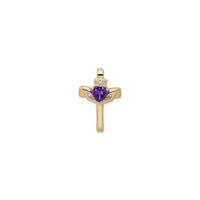 Amethyst Claddagh Cross Pendant (14K) front - Popular Jewelry - New York