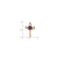Amethyst Claddagh Cross Pendant (14K) skala - Popular Jewelry - New York