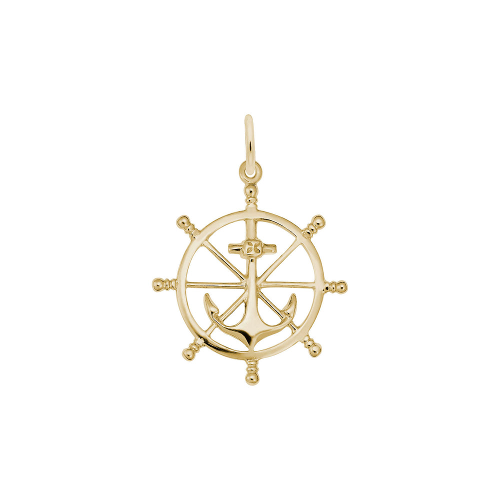 Anchor and Ship Wheel Charm yellow (14K) main - Popular Jewelry - New York