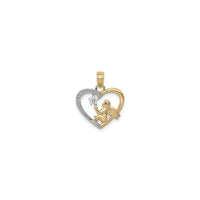 Angel with Star Heart Pendant (14K) front - Popular Jewelry - New York