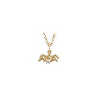 Aquarius Zodiac Sign ខ្សែកពេជ្រ Solitaire (14K) ខាងមុខ - Popular Jewelry - ញូវយ៉ក