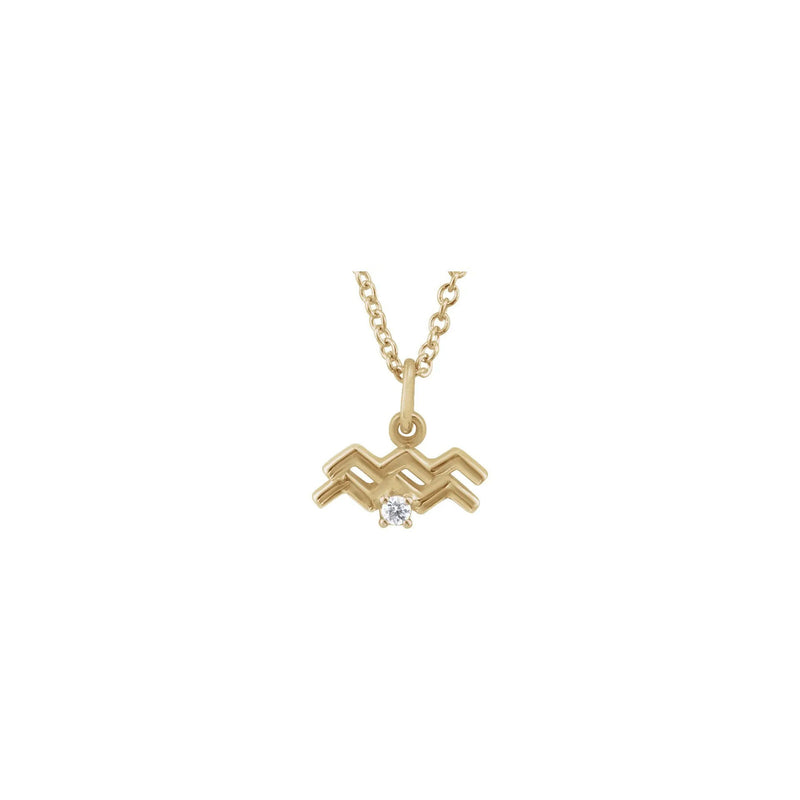 Aquarius Zodiac Sign Diamond Solitaire Necklace (14K) front - Popular Jewelry - New York