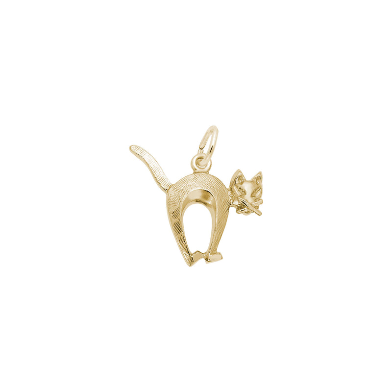 Arched Cat Charm yellow (14K) main - Popular Jewelry - New York