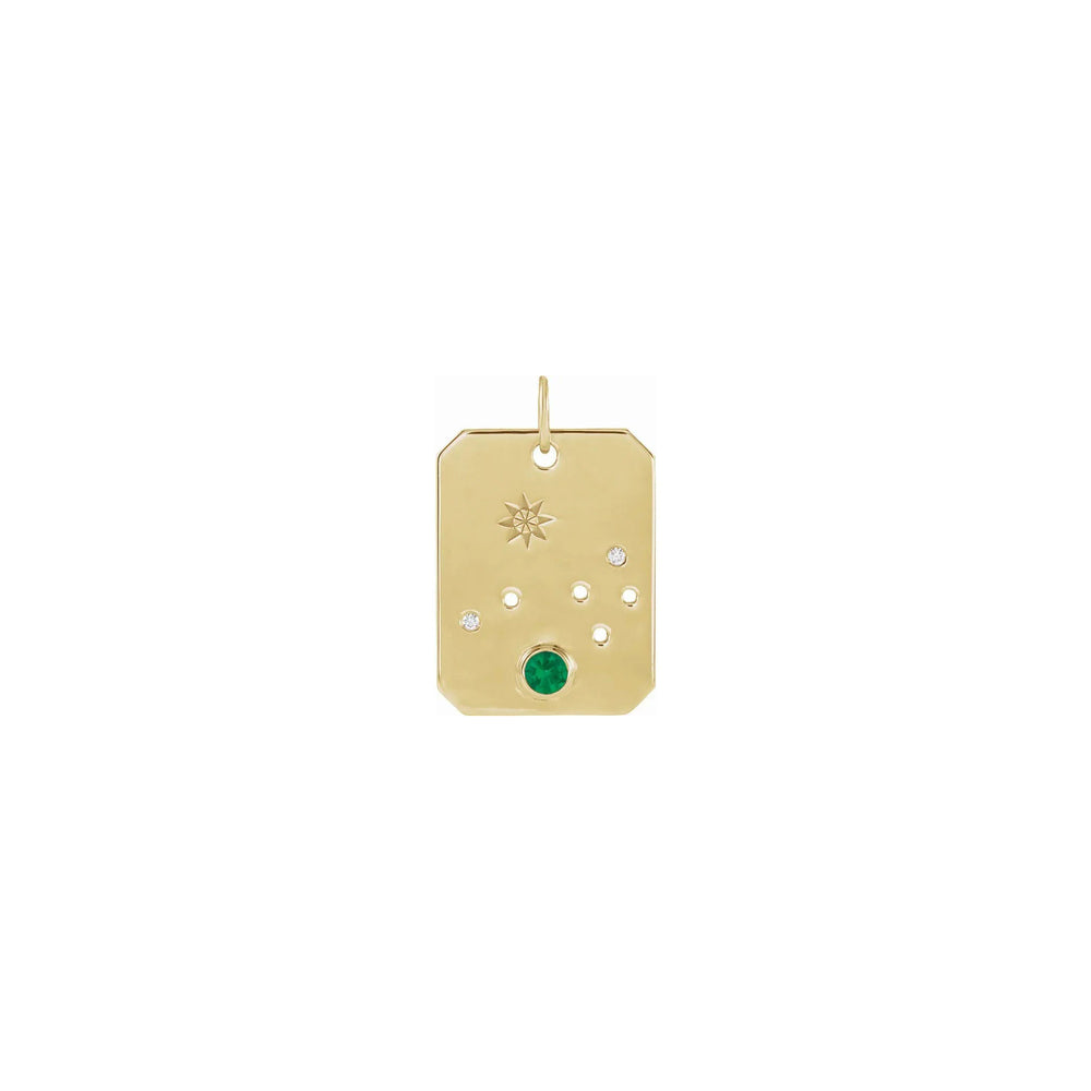 Aries Emerald and Diamond Zodiac Constellation Pendant yellow (14K) front - Popular Jewelry -  New York