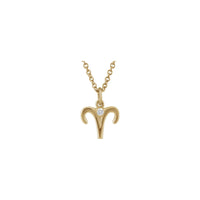 Aries Zodiac Sign Diamond Solitaire Necklace (14K) front - Popular Jewelry - New York