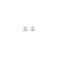 Asscher Cut Diamond Solitaire (1/5 CTW) Friction Back Minđuše žute (14K) sprijeda - Popular Jewelry - Njujork
