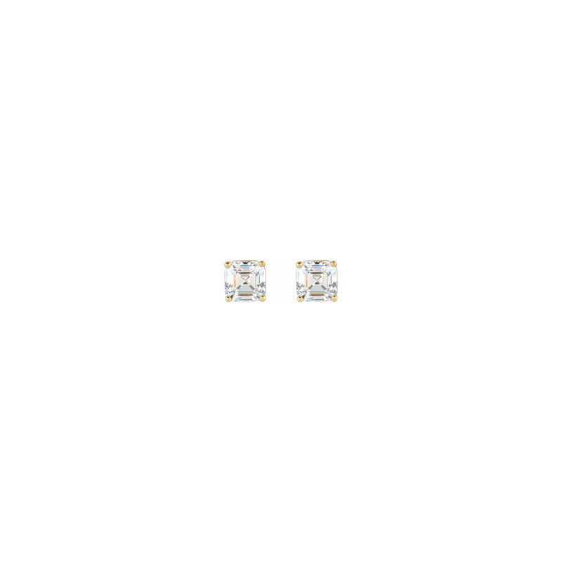Asscher Cut Diamond Solitaire (1/5 CTW) Friction Back Stud Earrings yellow (14K) front - Popular Jewelry - New York