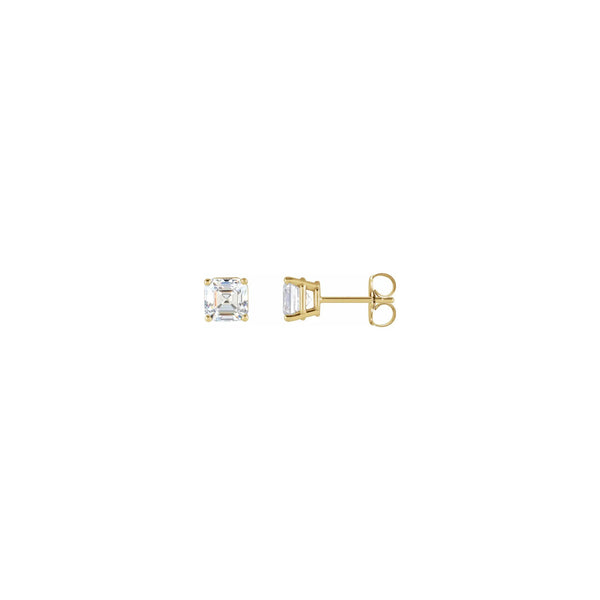 Asscher Cut Diamond Solitaire (1/5 CTW) Friction Back Stud Earrings yellow (14K) main - Popular Jewelry - New York