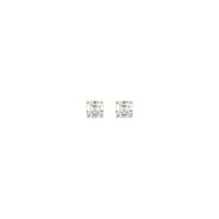 上丁方形切割鑽石單石 (1/3 CTW) Friction Back 耳釘黃色 (14K) 正面 - Popular Jewelry - 紐約