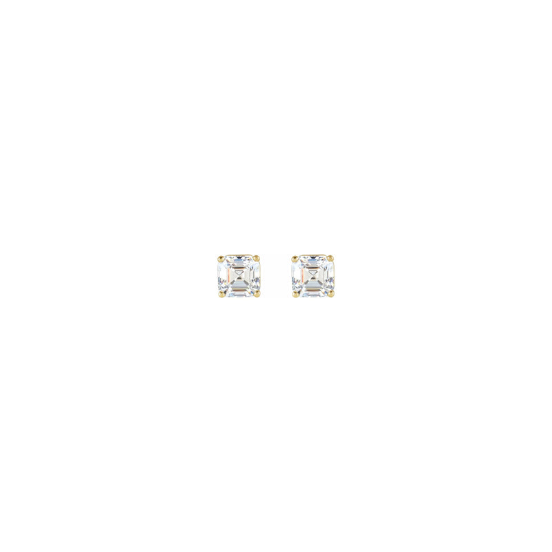 Asscher Cut Diamond Solitaire (1/3 CTW) Friction Back Stud Earrings yellow (14K) front - Popular Jewelry - New York
