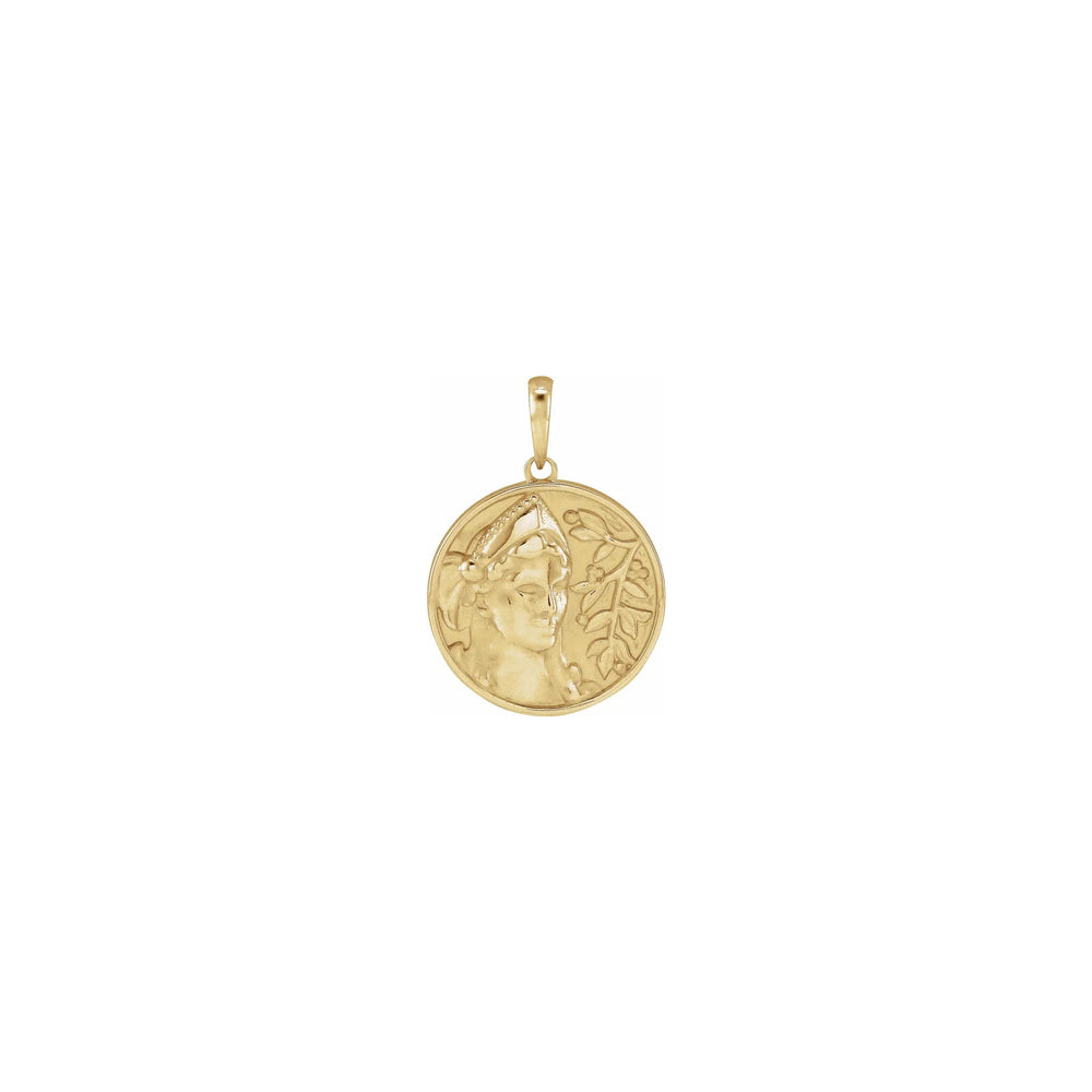 Athena Round Pendant yellow (14K) front - Popular Jewelry - New York