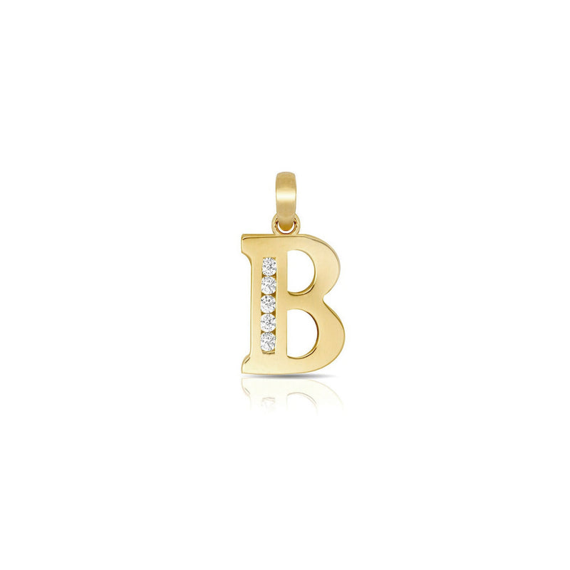 B Icy Initial Letter Pendant (14K) main - Popular Jewelry - New York
