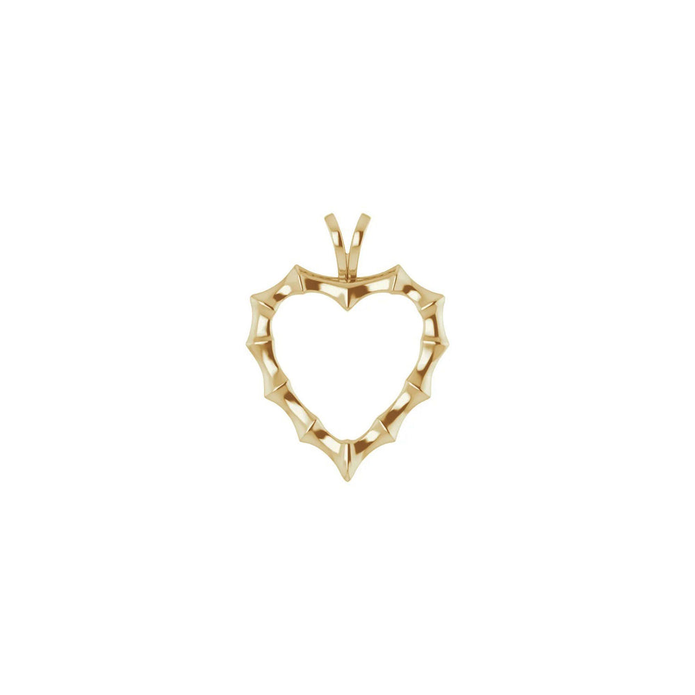Bamboo Heart Contour Pendant (14K) front - Popular Jewelry - New York