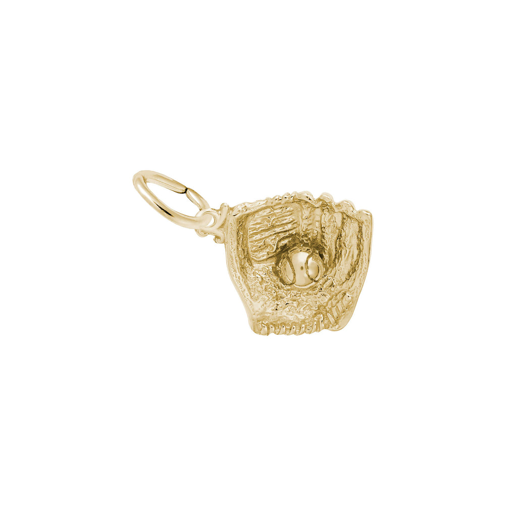 Baseball Glove with Ball Charm yellow (14K) front - Popular Jewelry - New York
