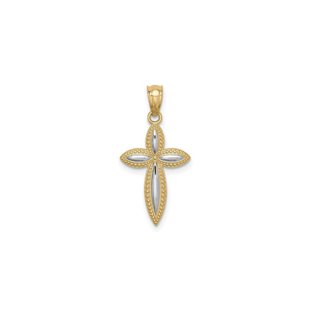 Bead-Framed Marquise Cross Pendant (14K) front - Popular Jewelry - New York