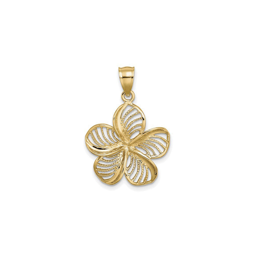 Beaded Plumeria Flower Pendant (14K) front - Popular Jewelry - New York
