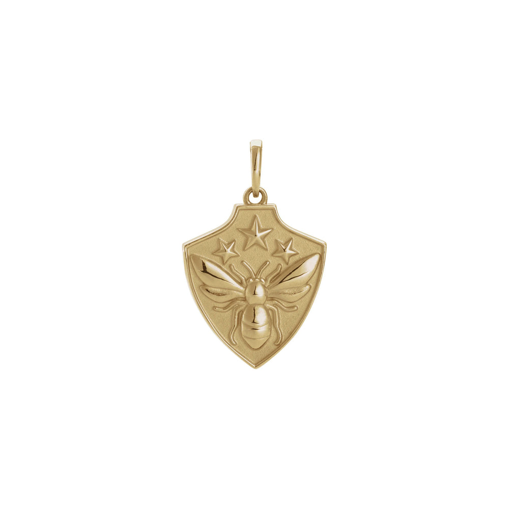 Bee Shield Pendant (14K) front - Popular Jewelry - New York