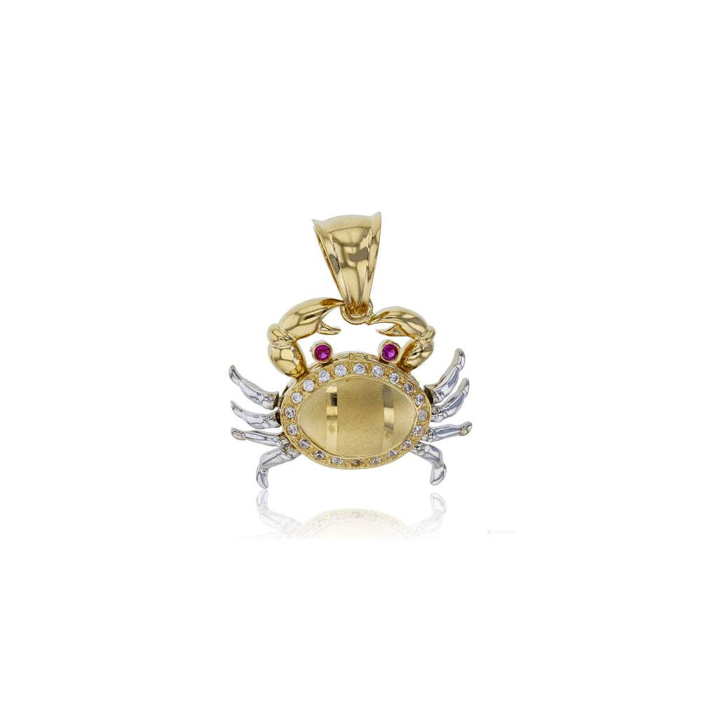 Bejeweled Crab Motion Pendant (14K) front - Popular Jewelry - New York