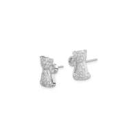 Bejeweled Sitting Cat CZ Stud Earrings (Silver) side - Popular Jewelry - New York